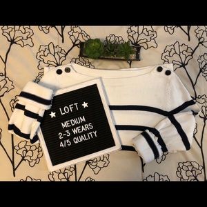 [ LOFT ] Button Boatneck Striped Sweater